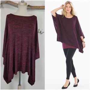 Soma mlange marsala black poncho top